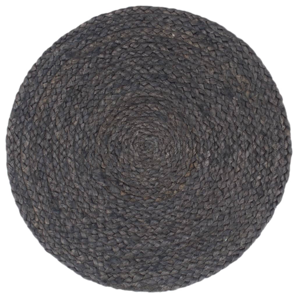 vidaXL Maty na stół, 4 szt., gładkie, ciemnoszare 38 cm, okrągłe, juta