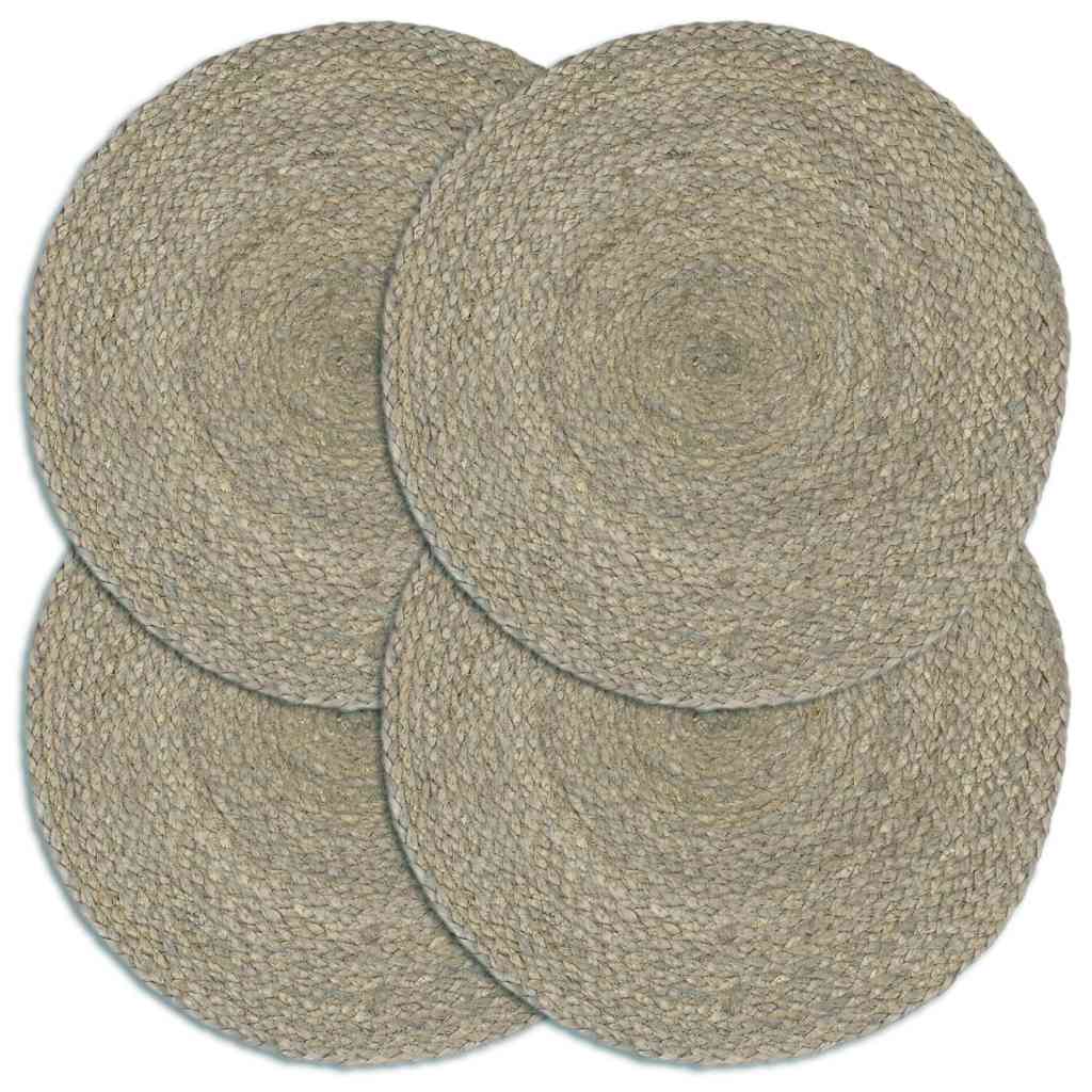 vidaXL Maty na stół, 4 szt., gładkie, szare, 38 cm, okrągłe, juta