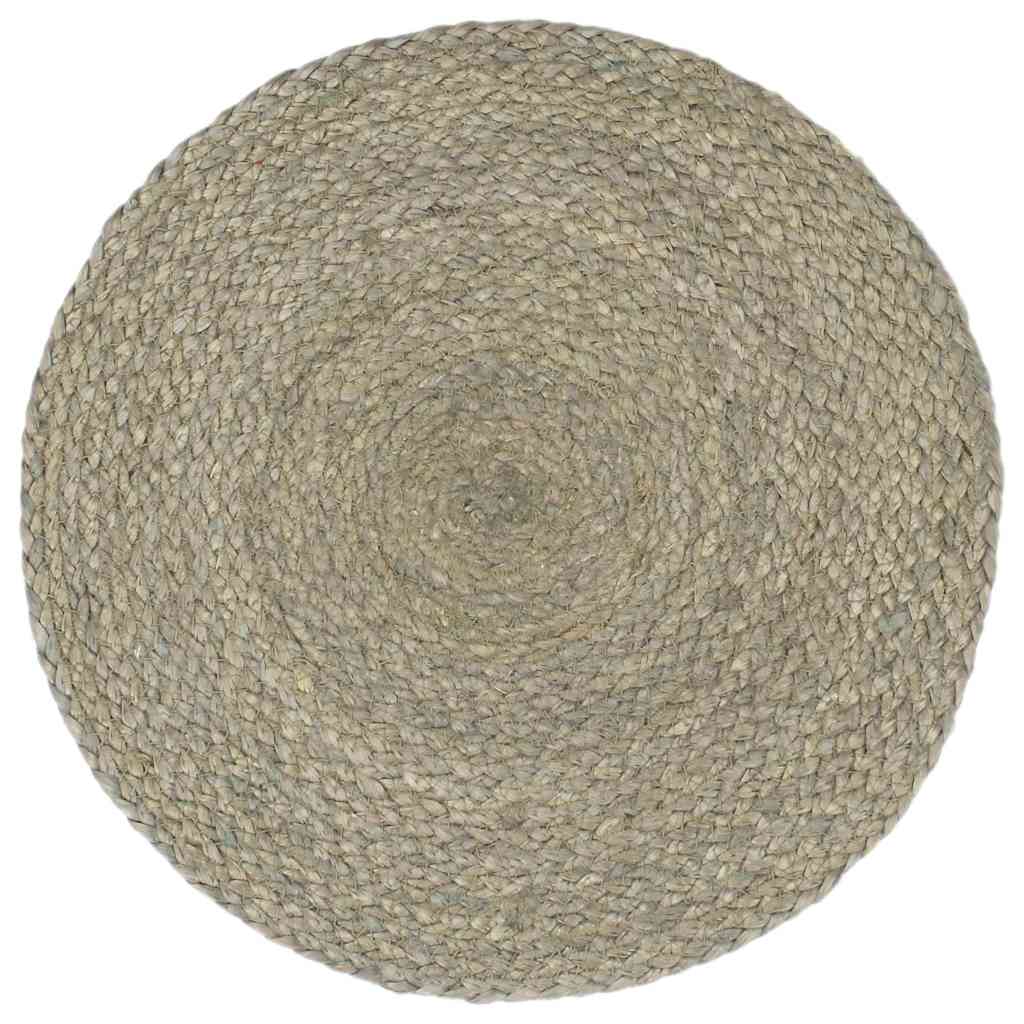 vidaXL Maty na stół, 4 szt., gładkie, szare, 38 cm, okrągłe, juta