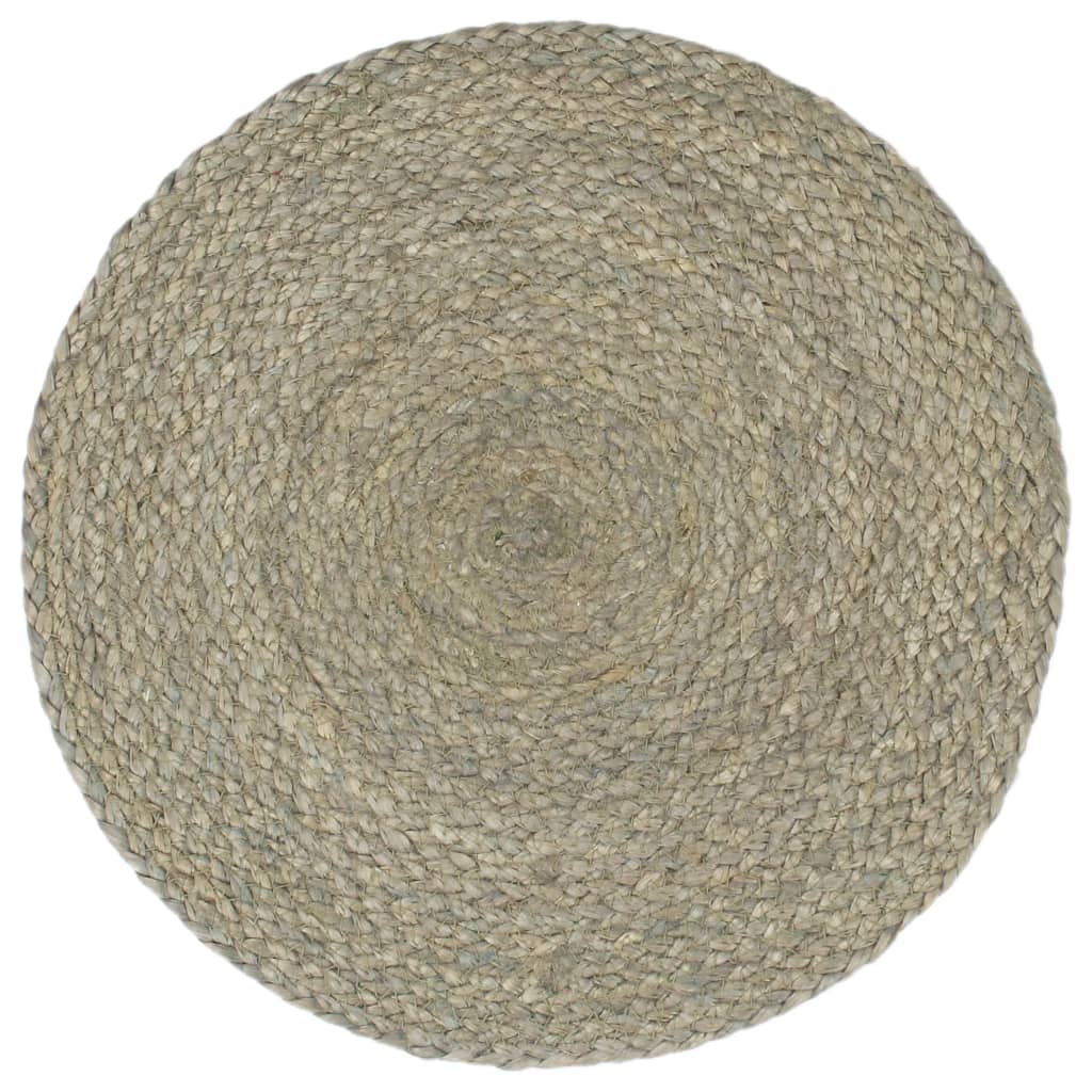 vidaXL Maty na stół, 6 szt., gładkie, szare, 38 cm, okrągłe, juta