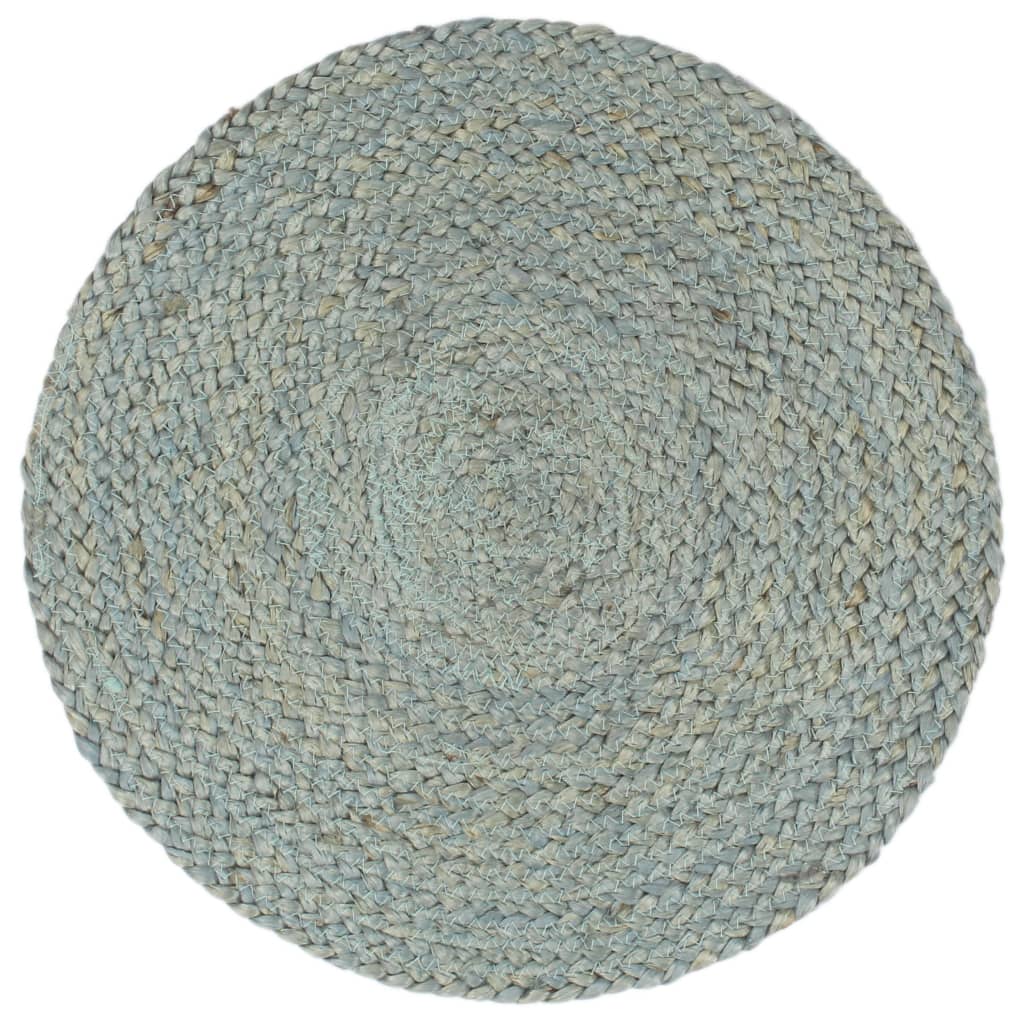 vidaXL Maty na stół, 4 szt., gładkie, oliwkowe, 38 cm, okrągłe, juta
