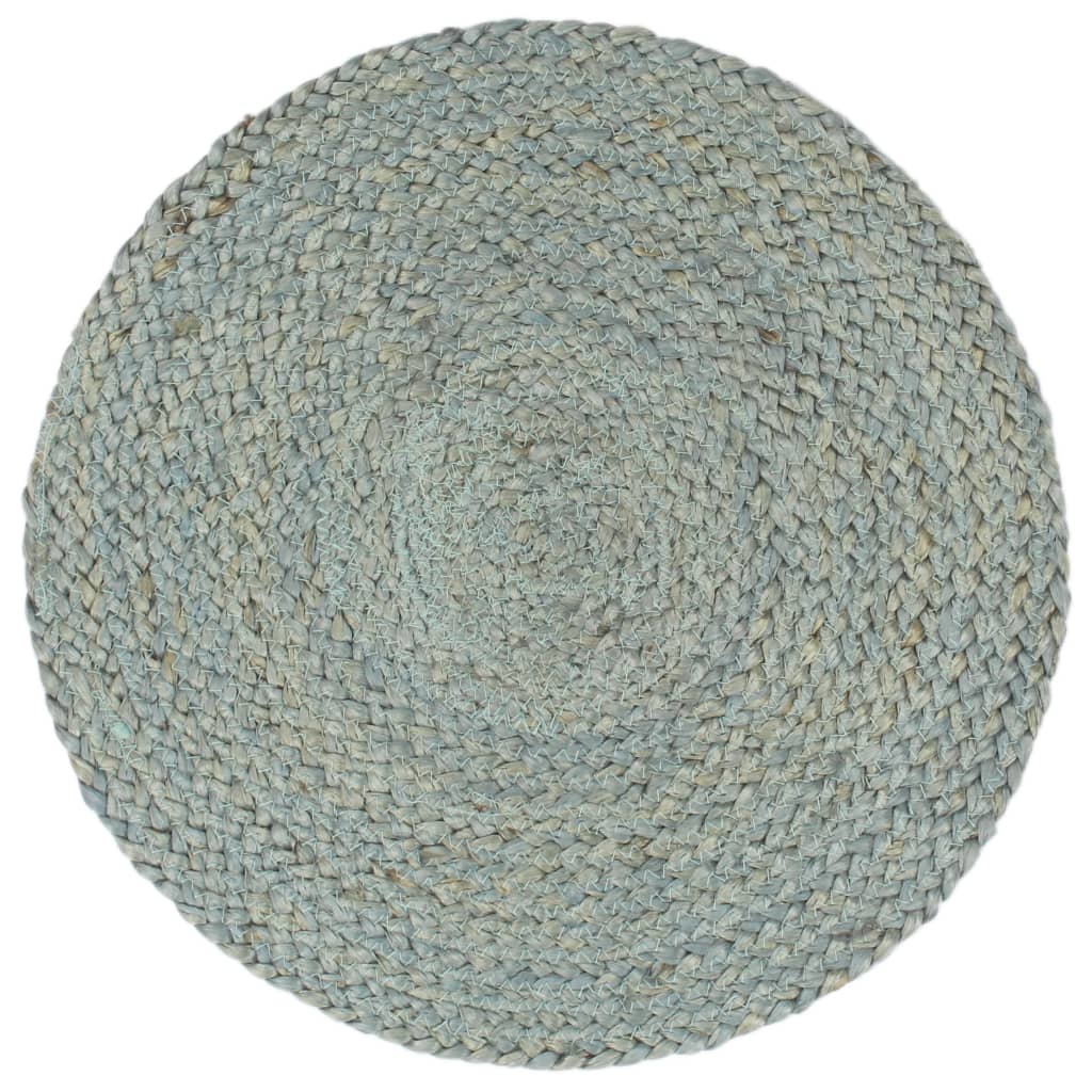 vidaXL Maty na stół, 6 szt., gładkie, oliwkowe, 38 cm, okrągłe, juta