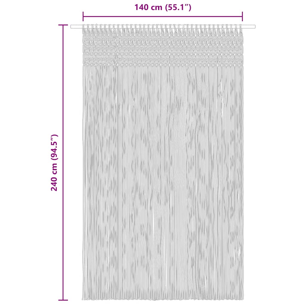 vidaXL Zasłona z makramy, 140 x 240 cm, bawełna