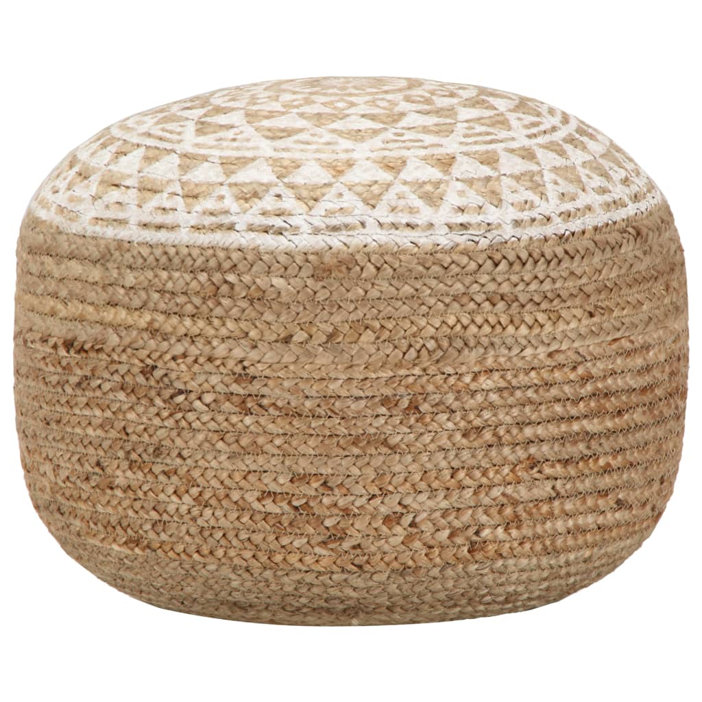 vidaXL Ręcznie robiony puf, biały, 45 x 30 cm, juta