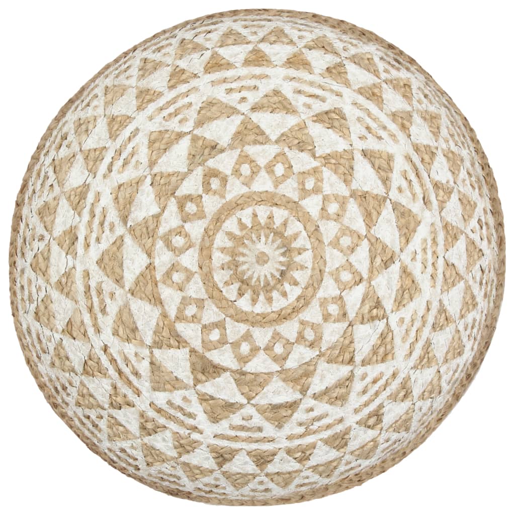 vidaXL Ręcznie robiony puf, biały, 45 x 30 cm, juta