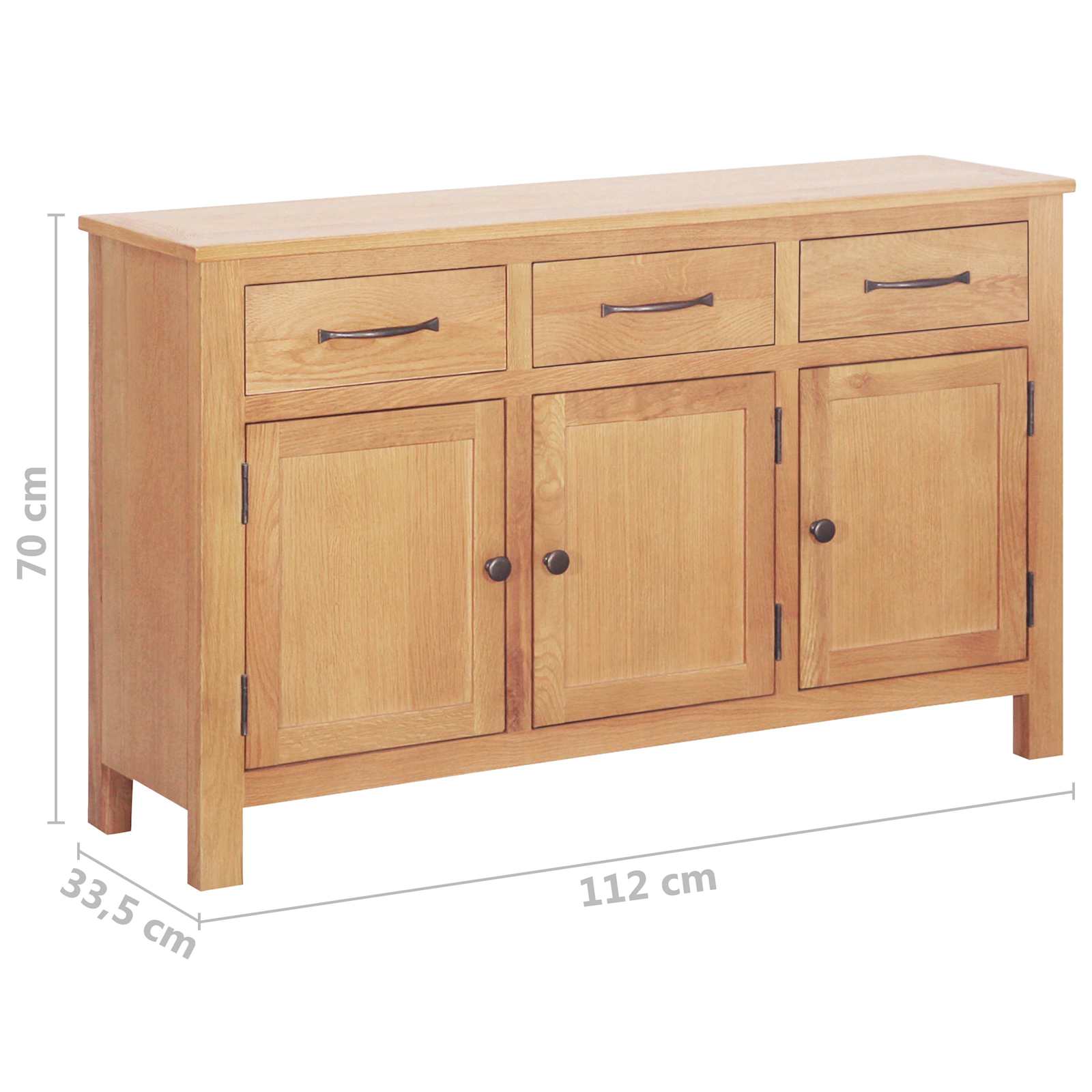 vidaXL Bufet Brązowy 112 x 33.5 x 70 cm Solidne drewno dębowe