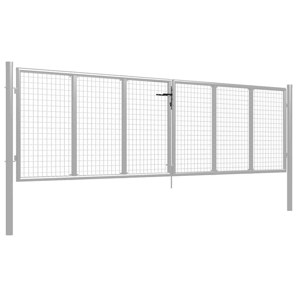vidaXL Brama ogrodowa ocynkowana stalowa 400x100 cm srebrna