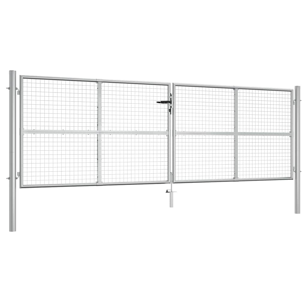 vidaXL Brama ogrodowa ocynkowana stalowa 400x125 cm srebrna