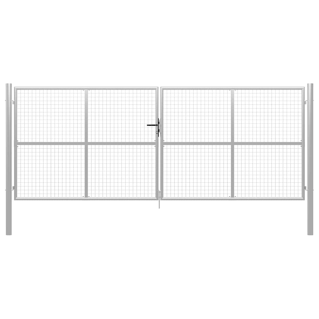 vidaXL Brama ogrodowa ocynkowana stalowa 400x150 cm srebrna