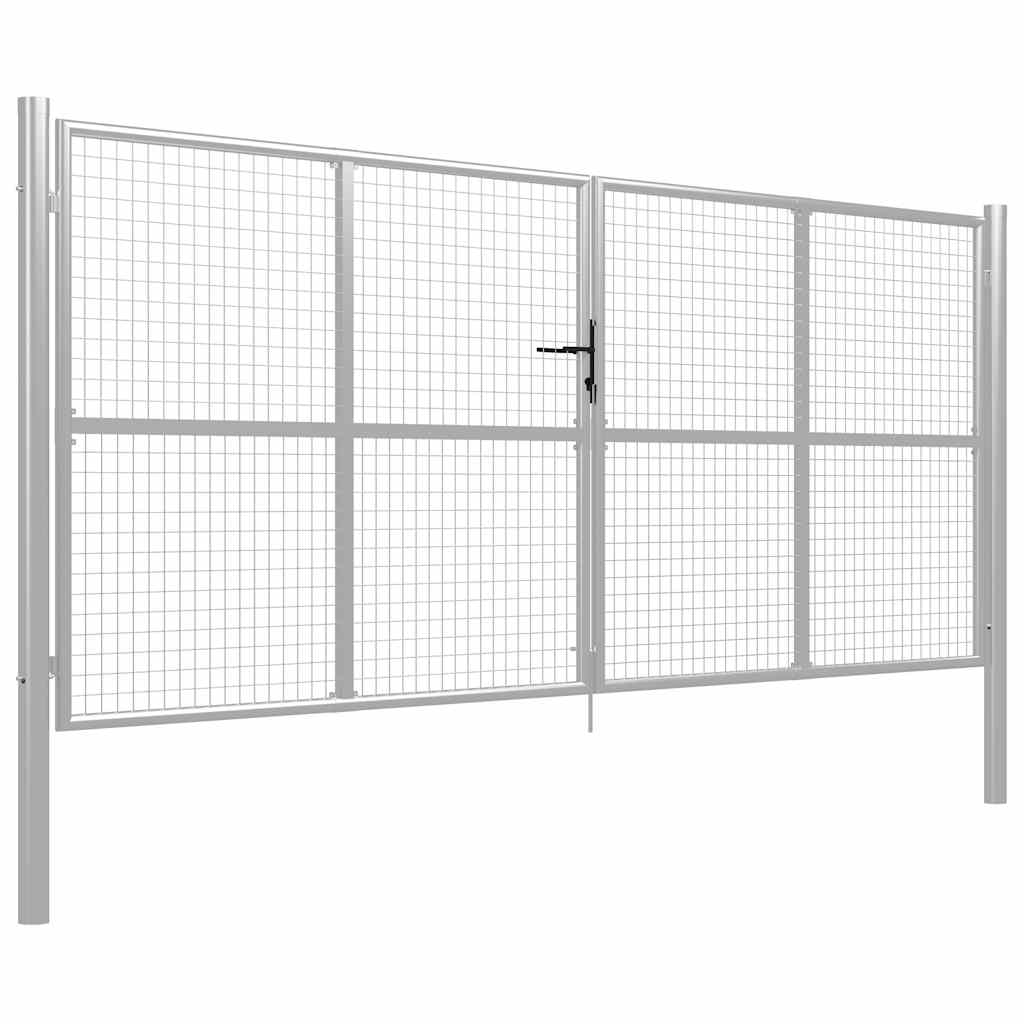 vidaXL Brama ogrodowa ocynkowana stalowa 400x150 cm srebrna