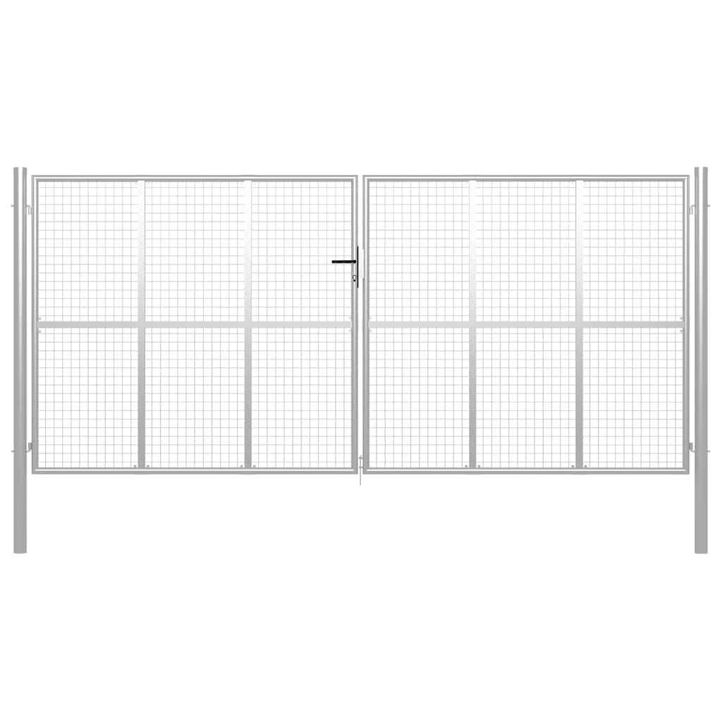 vidaXL Brama ogrodowa ocynkowana stalowa 400x175 cm srebrna