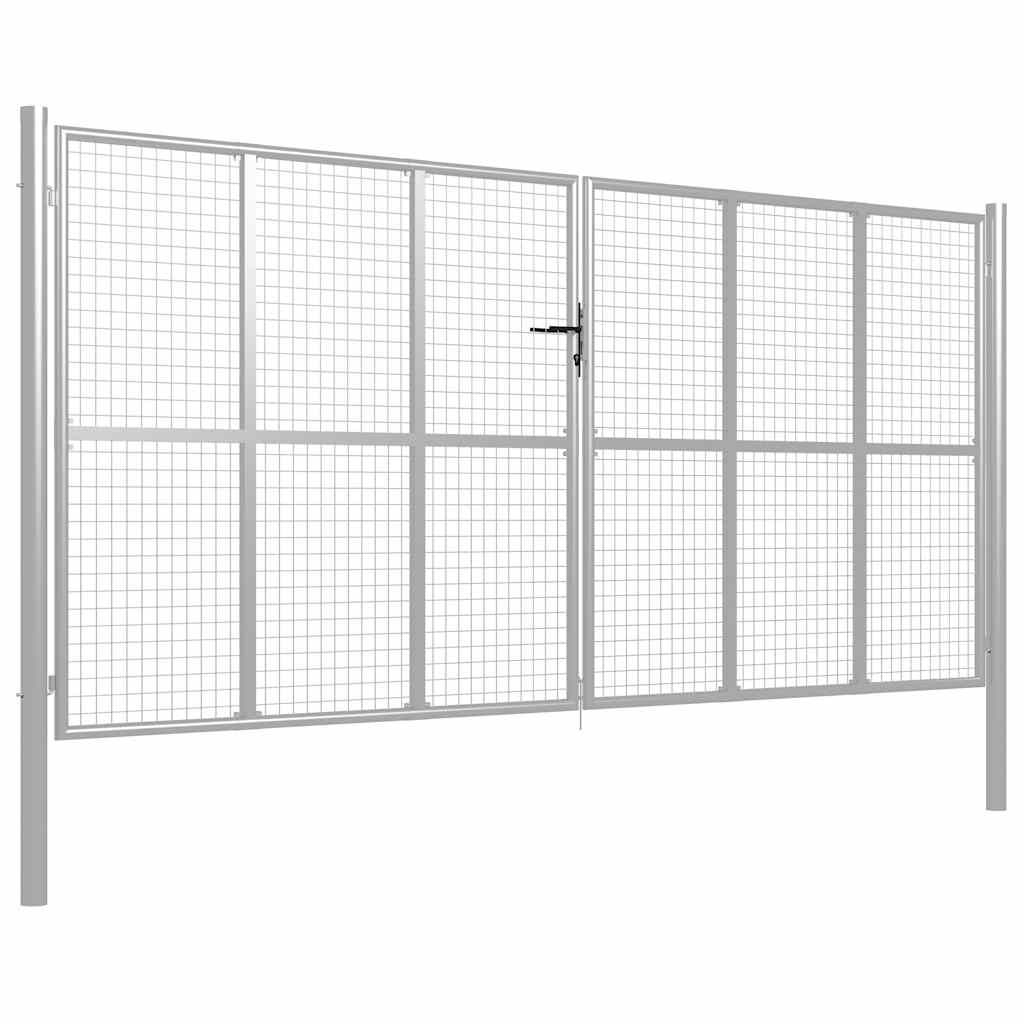 vidaXL Brama ogrodowa ocynkowana stalowa 400x175 cm srebrna