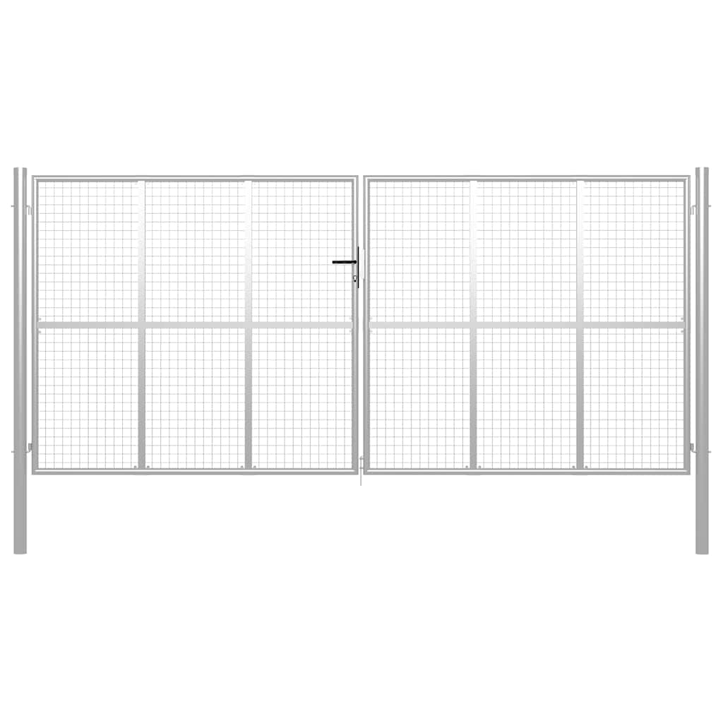 vidaXL Brama ogrodowa ocynkowana stalowa 400x200 cm srebrna