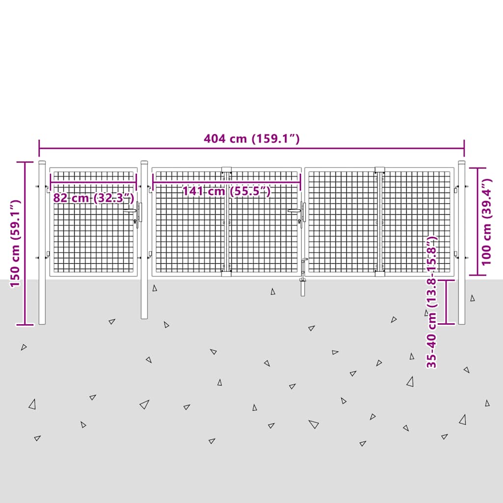 vidaXL Brama ogrodowa stalowa 400x100 cm zielona