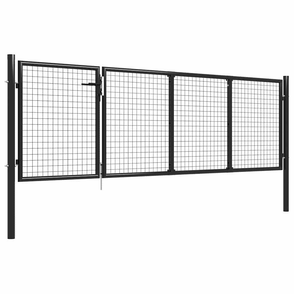 vidaXL Brama ogrodowa stalowa 350x75 cm antracytowa