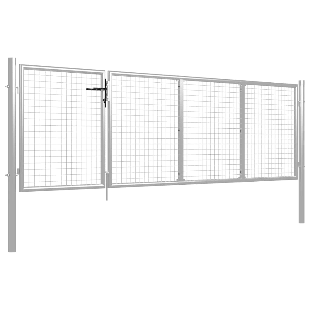 vidaXL Brama ogrodowa stalowa 350x75 cm srebrna