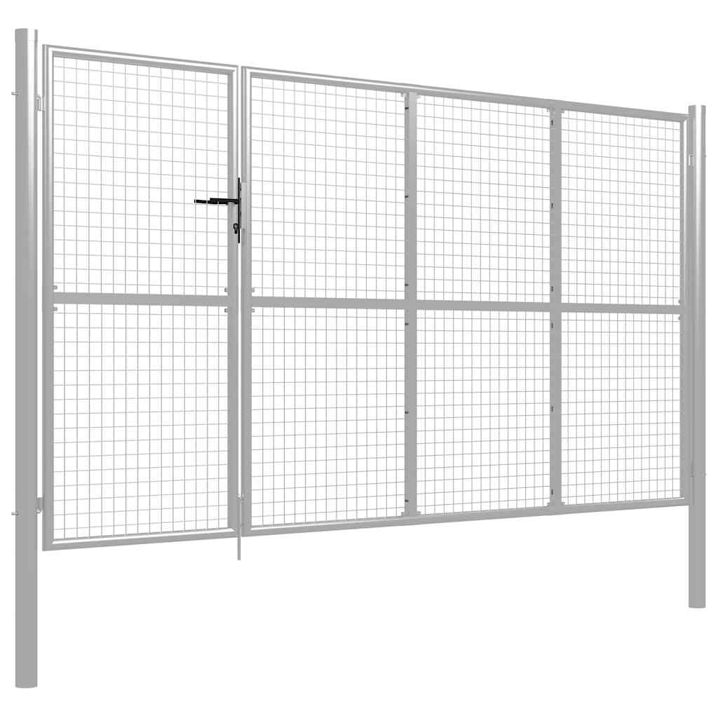 vidaXL Brama ogrodowa stalowa 350x175 cm srebrna