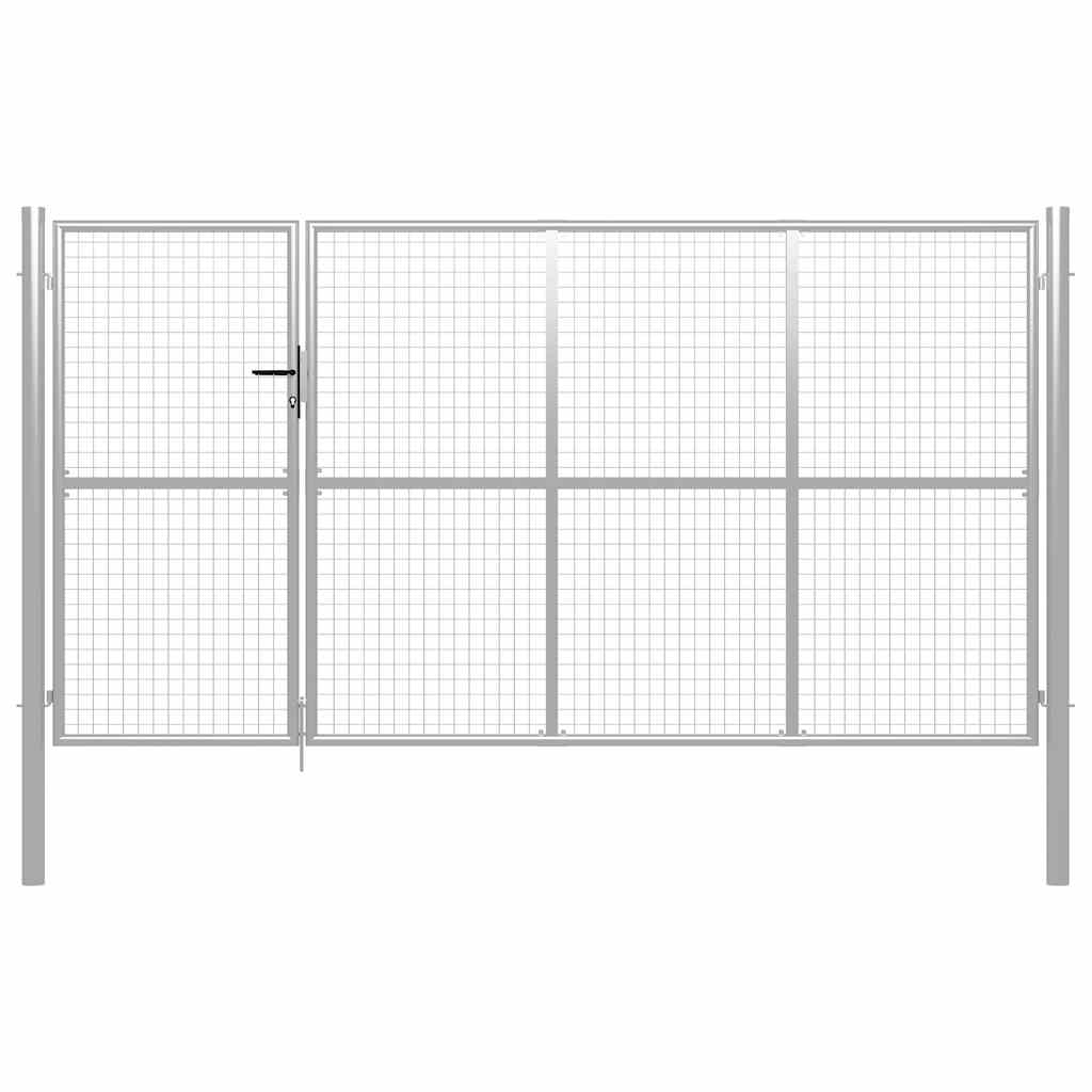 vidaXL Brama ogrodowa stalowa 350x200 cm srebrna