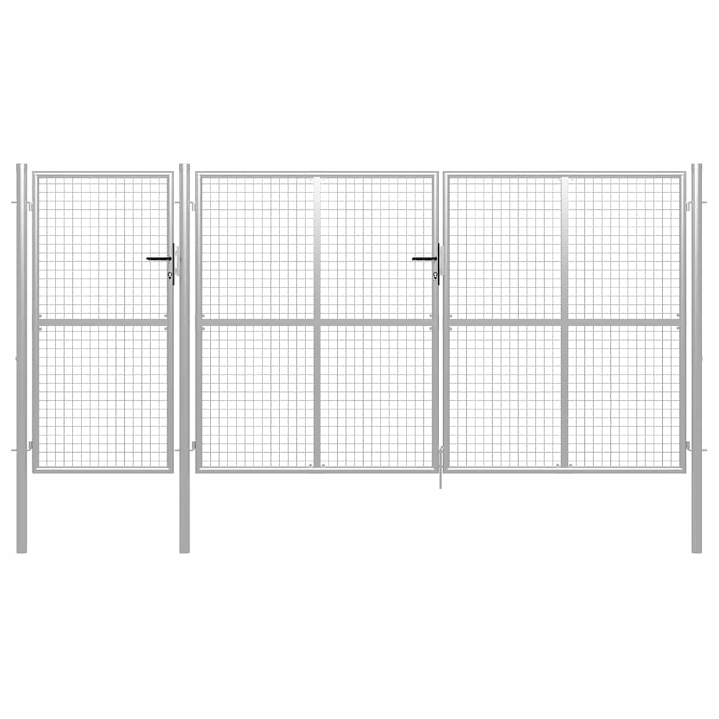 vidaXL Brama ogrodowa stalowa 400x150 cm srebrna