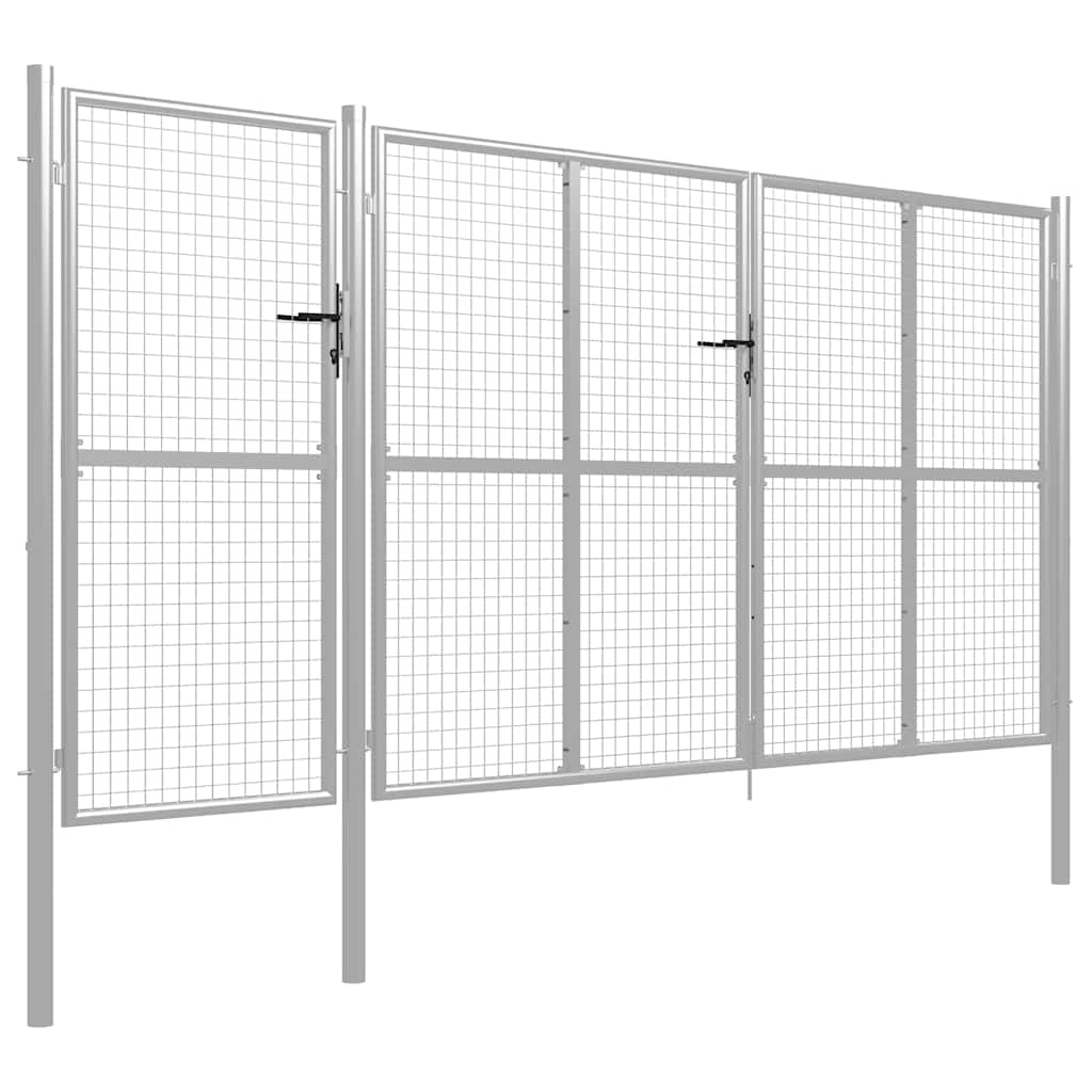 vidaXL Brama ogrodowa stalowa 400x150 cm srebrna