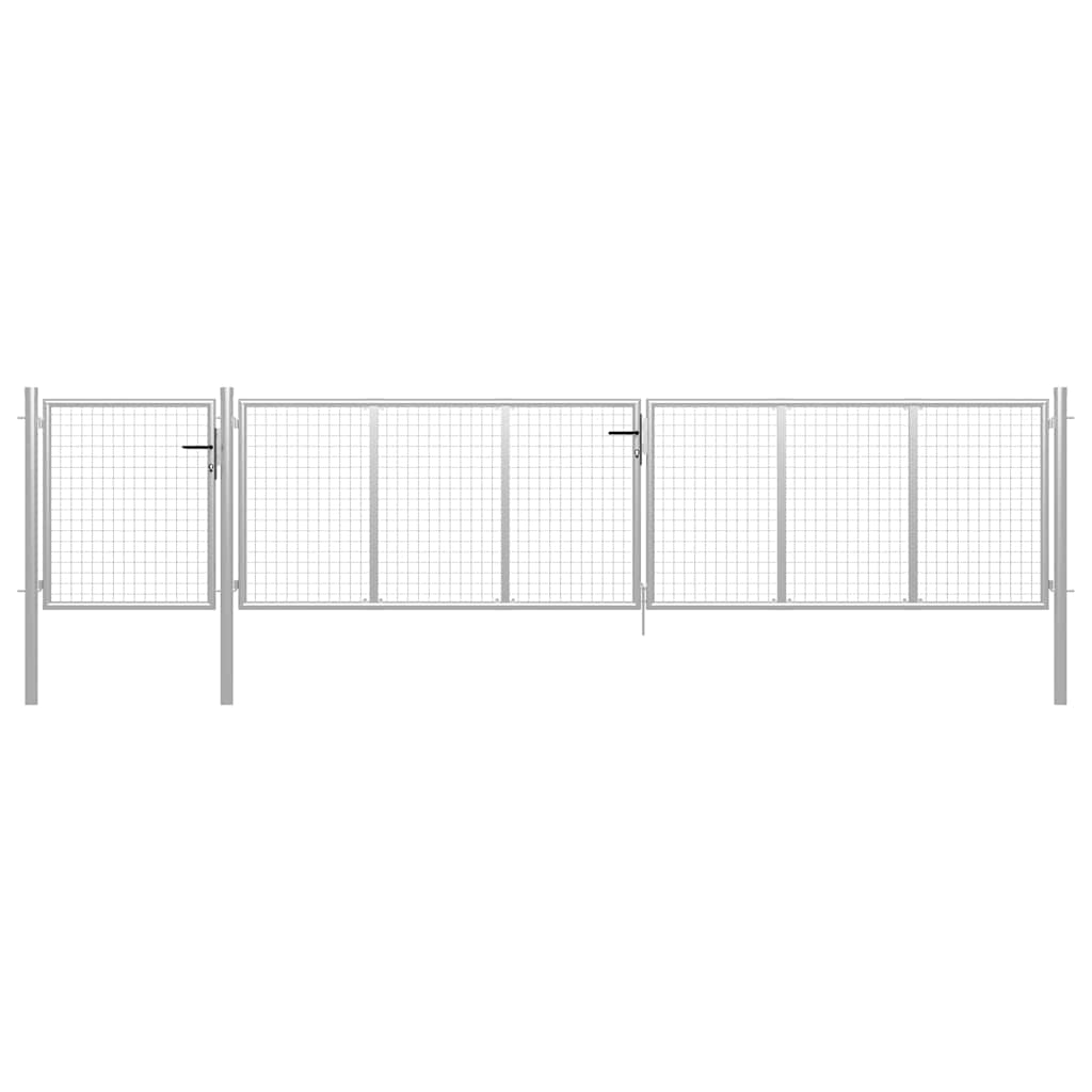 vidaXL Brama ogrodowa stalowa 500x100 cm srebrna
