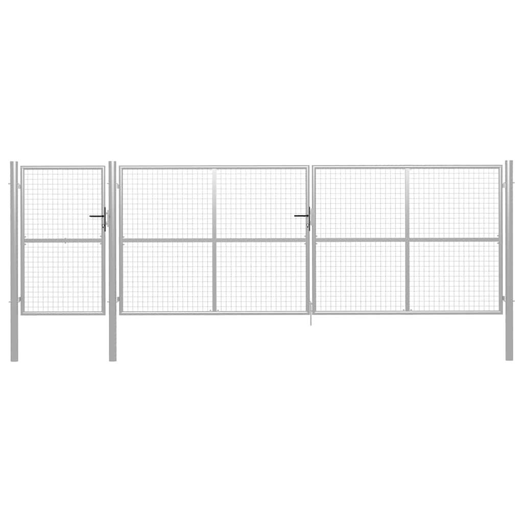 vidaXL Brama ogrodowa stalowa 500x150 cm srebrna