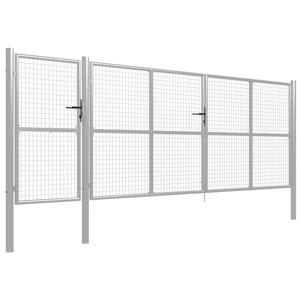 vidaXL Brama ogrodowa stalowa 500x150 cm srebrna