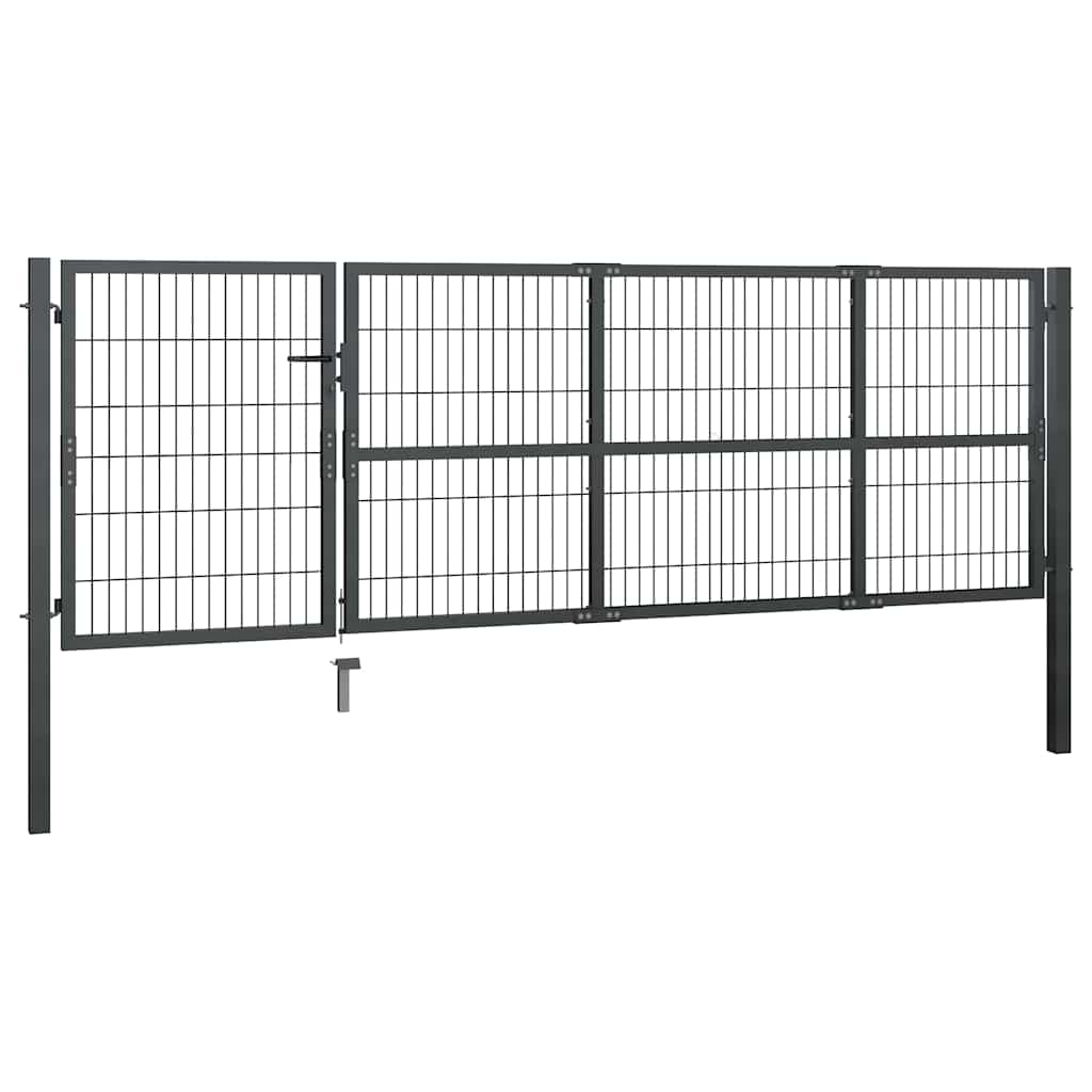 vidaXL Brama ogrodowa ze słupkami stalowa 350x100 cm antracyt