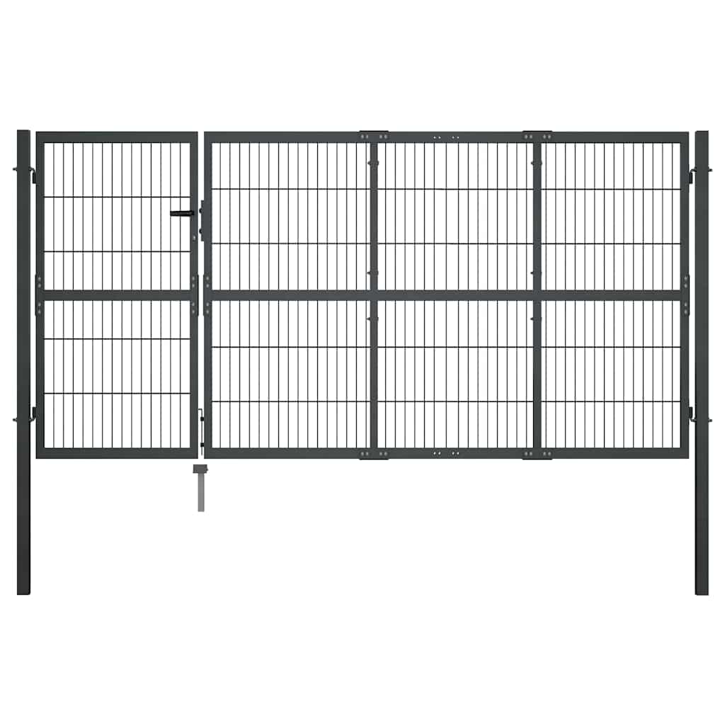 vidaXL Brama ogrodowa ze słupkami stalowa 350x120 cm antracyt