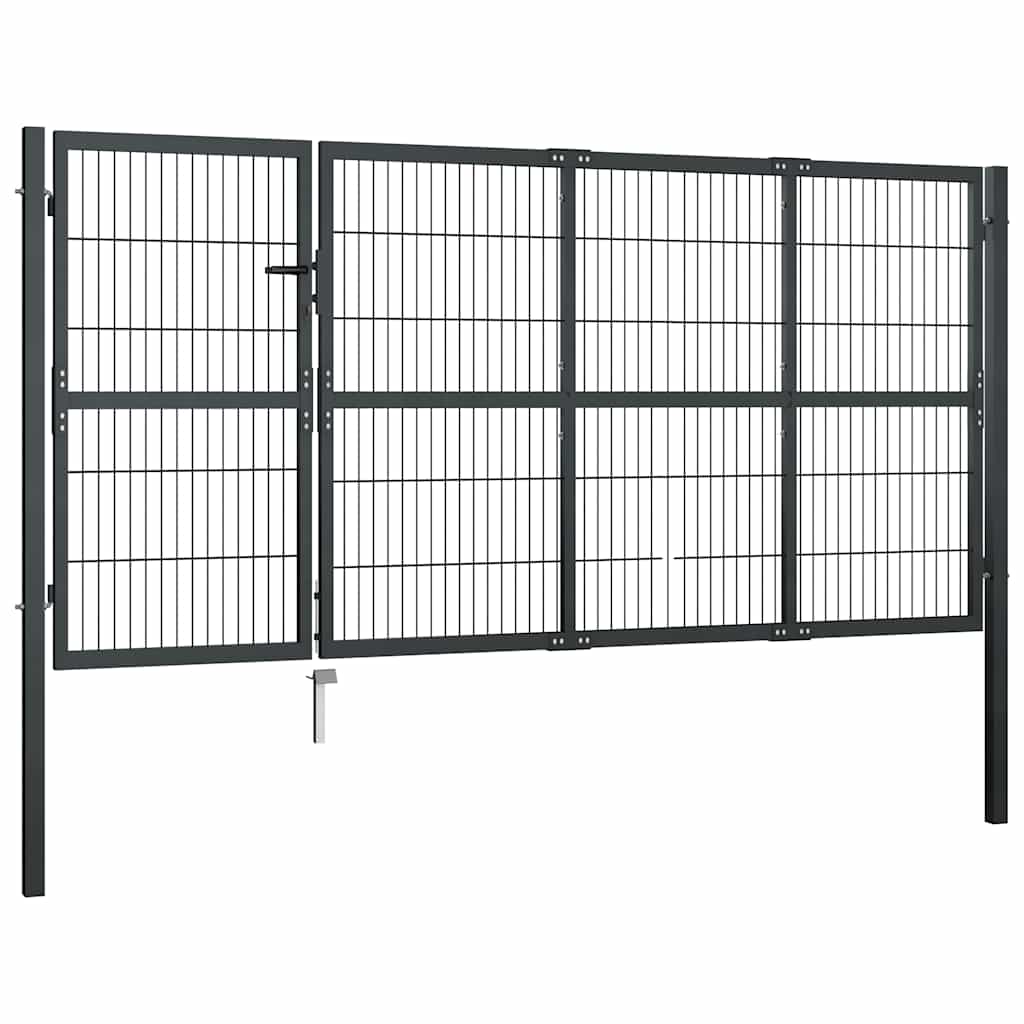 vidaXL Brama ogrodowa ze słupkami stalowa 350x120 cm antracyt