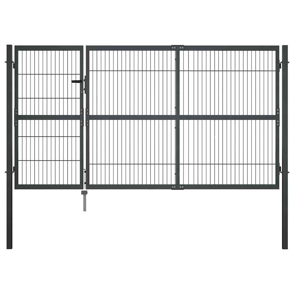 vidaXL Brama ogrodzeniowa ze słupkami, stal, 350 x 140 cm, antracytowa