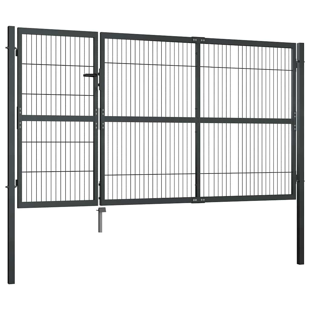 vidaXL Brama ogrodzeniowa ze słupkami, stal, 350 x 140 cm, antracytowa