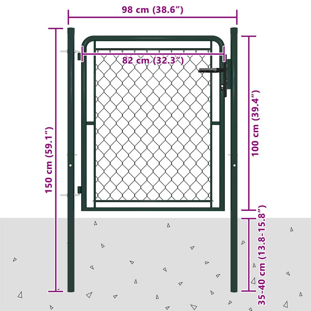 vidaXL Brama ogrodowa stalowa 100x100 cm zielona