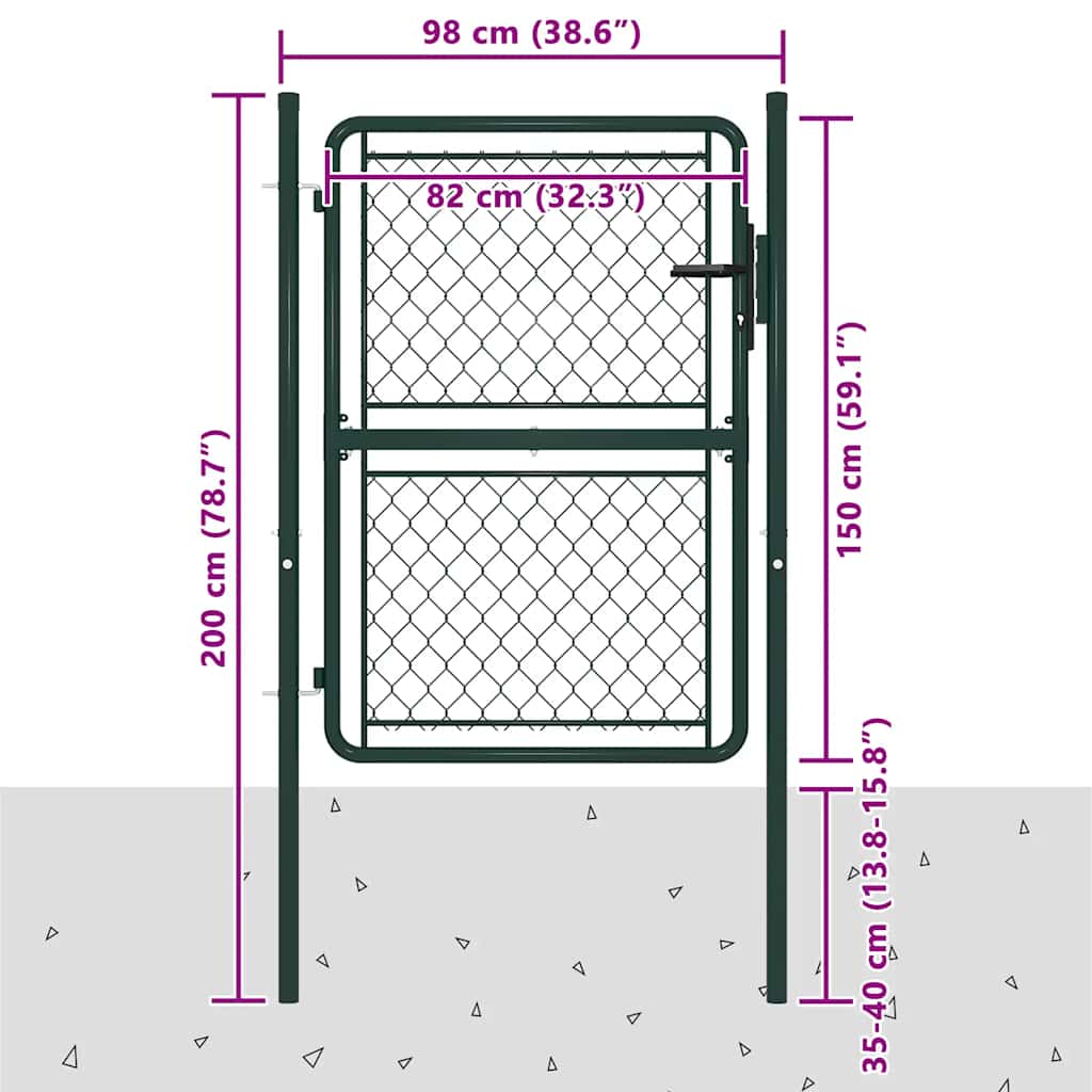 vidaXL Brama ogrodowa stalowa 100x150 cm zielona