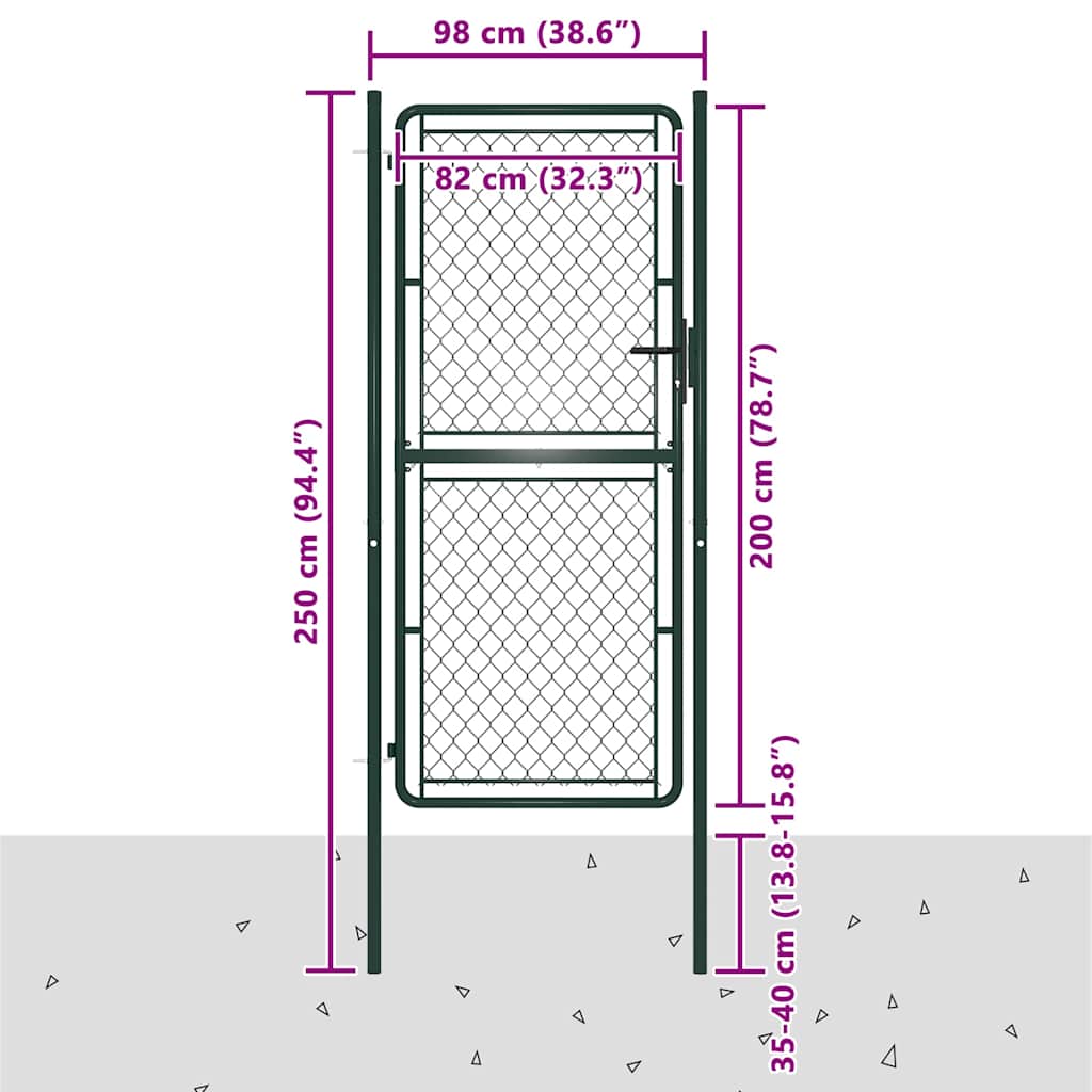 vidaXL Brama ogrodowa stalowa 100x200 cm zielona