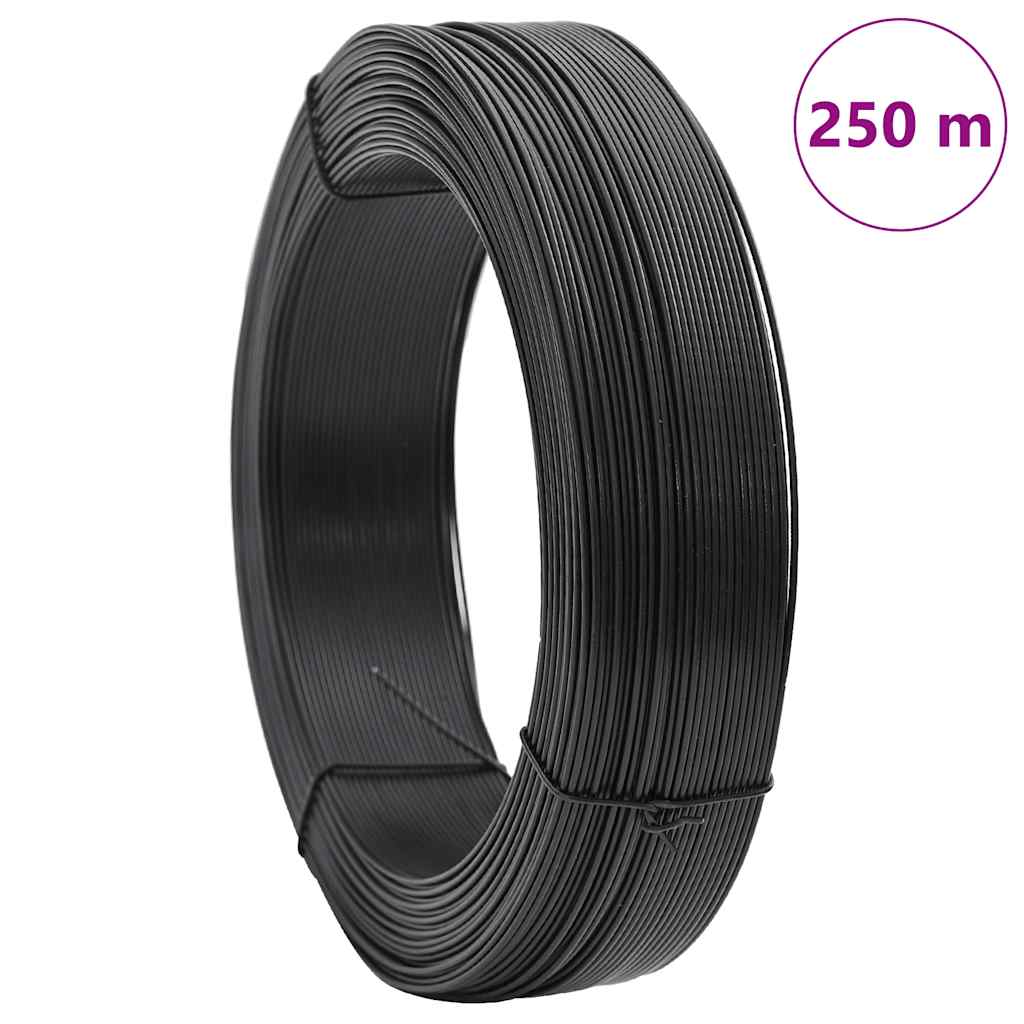vidaXL Drut naciągowy do ogrodzenia, 250 m, 1,4/2 mm, stal, antracyt