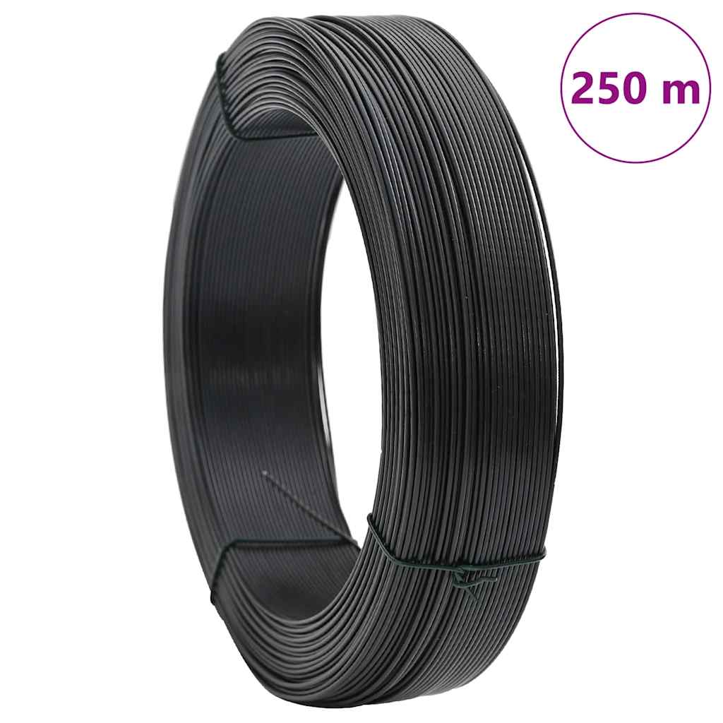 vidaXL Drut naciągowy do ogrodzenia, 250 m, 1,6/2,5 mm, stal, antracyt