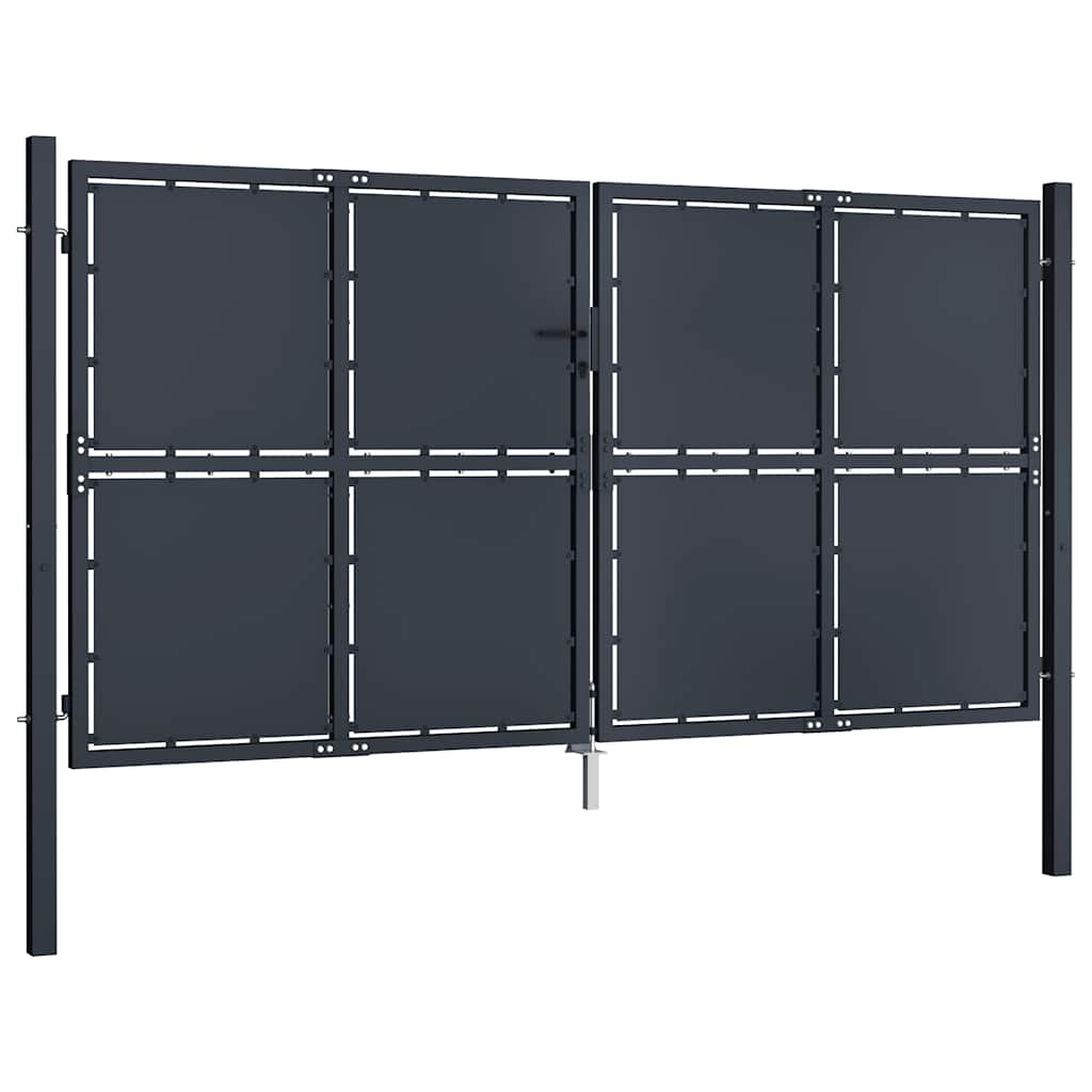 vidaXL Brama ogrodowa stalowa 300x175 cm antracytowa