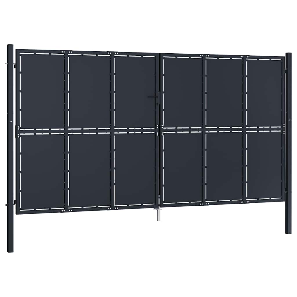 vidaXL Brama ogrodowa stalowa 400x175 cm antracytowa