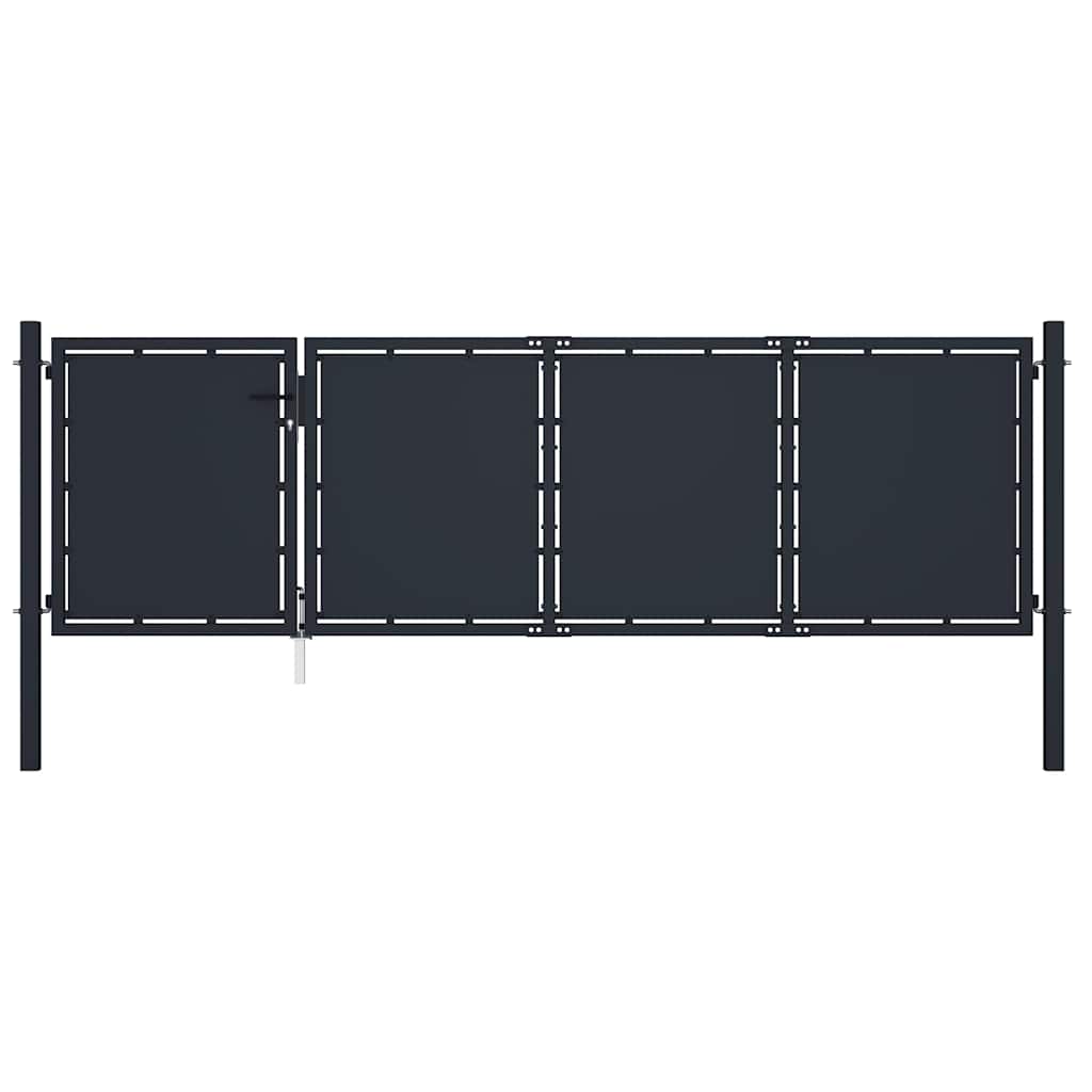 vidaXL Brama ogrodowa stalowa 350x75 cm antracytowa