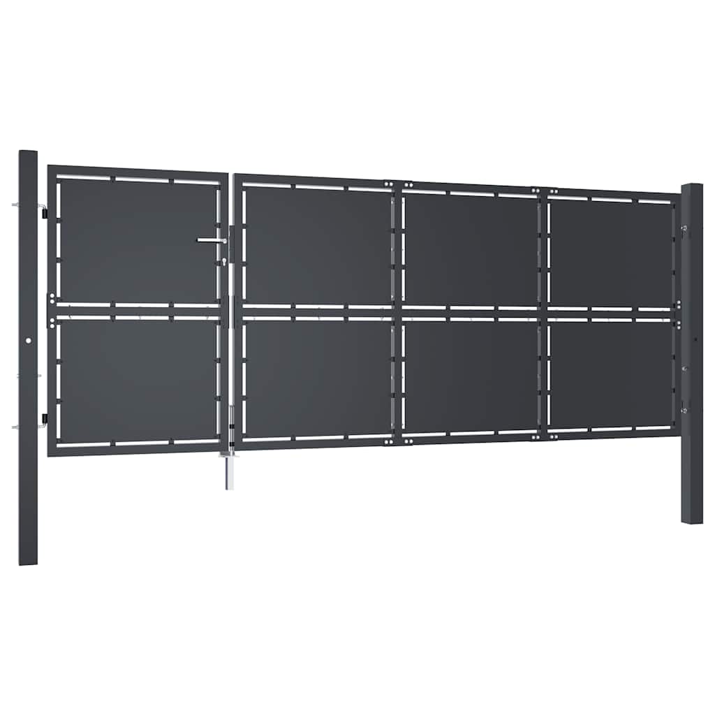 vidaXL Brama ogrodowa stalowa 350x125 cm antracytowa