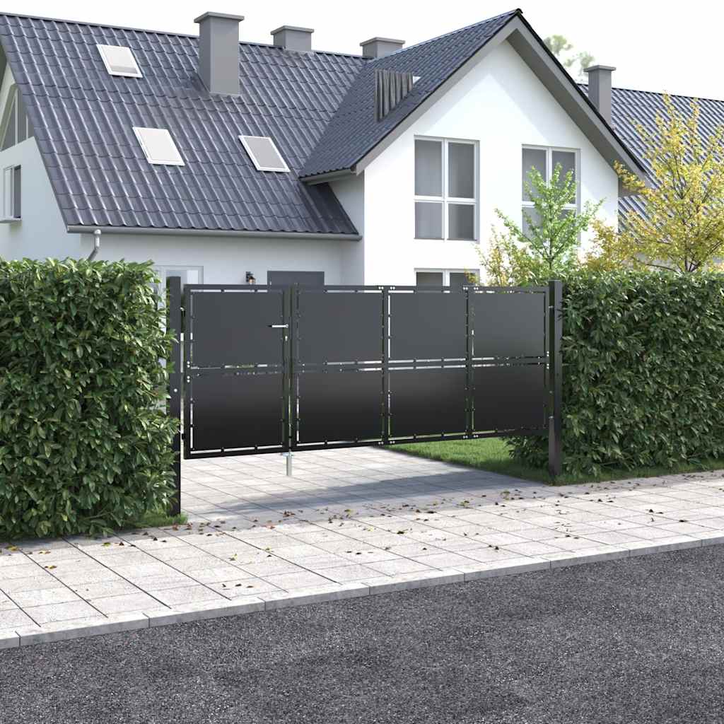 vidaXL Brama ogrodowa stalowa 350x125 cm antracytowa