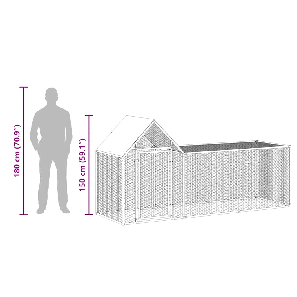 vidaXL Woliera dla kur, 3 x 1 x 1,5 m, galwanizowana stal