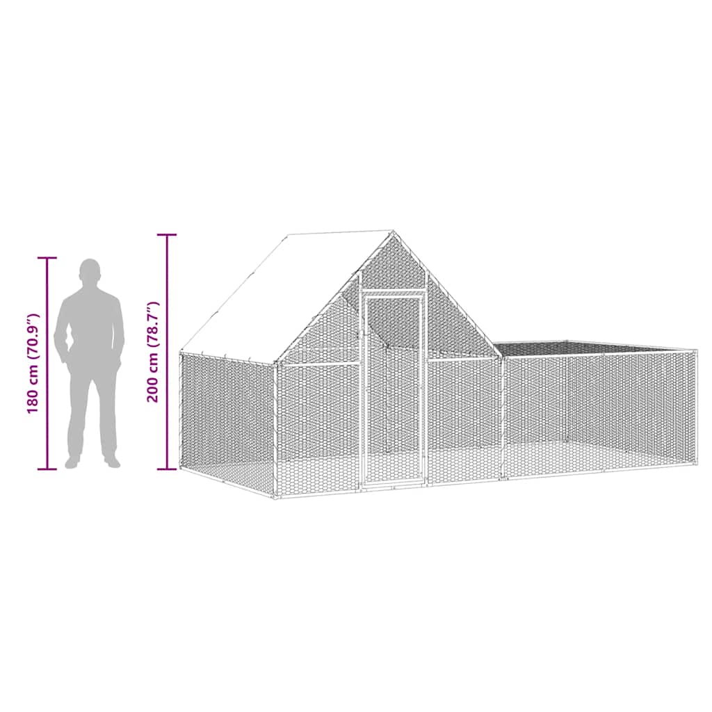vidaXL Woliera dla kur, 4 x 2 x 2 m, galwanizowana stal