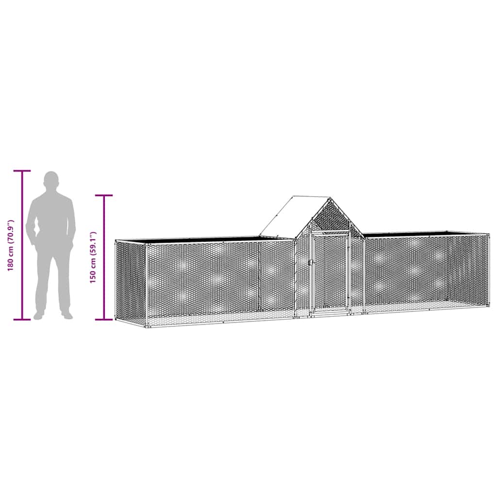 vidaXL Woliera dla kur, 5 x 1 x 1,5 m, galwanizowana stal