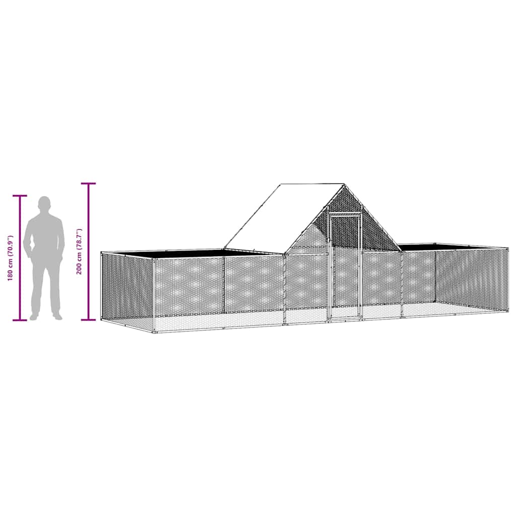 vidaXL Woliera dla kur, 6 x 2 x 2 m, galwanizowana stal