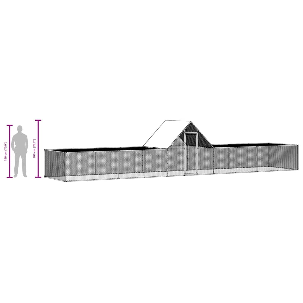 vidaXL Woliera dla kur, 10 x 2 x 2 m, galwanizowana stal