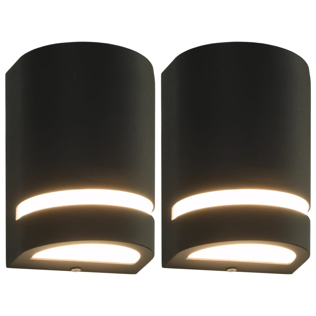 vidaXL Zewnętrzne lampy ścienne, 2 szt., 35 W, czarne, półokrągłe