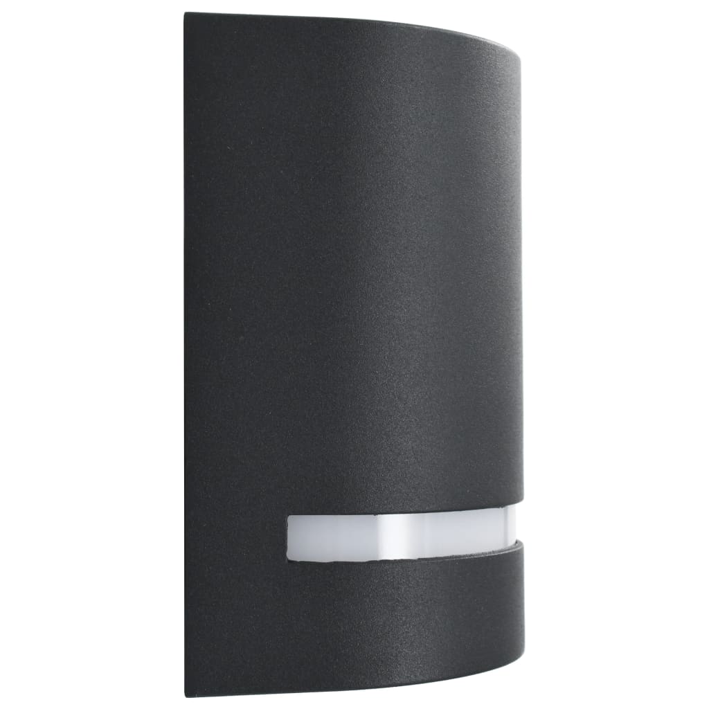 vidaXL Zewnętrzne lampy ścienne, 2 szt., 35 W, czarne, półokrągłe