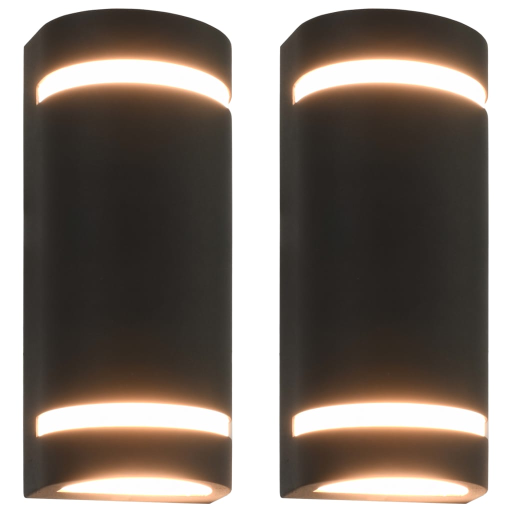 vidaXL Zewnętrzne lampy ścienne, 2 szt., 35 W, czarne, półokrągłe